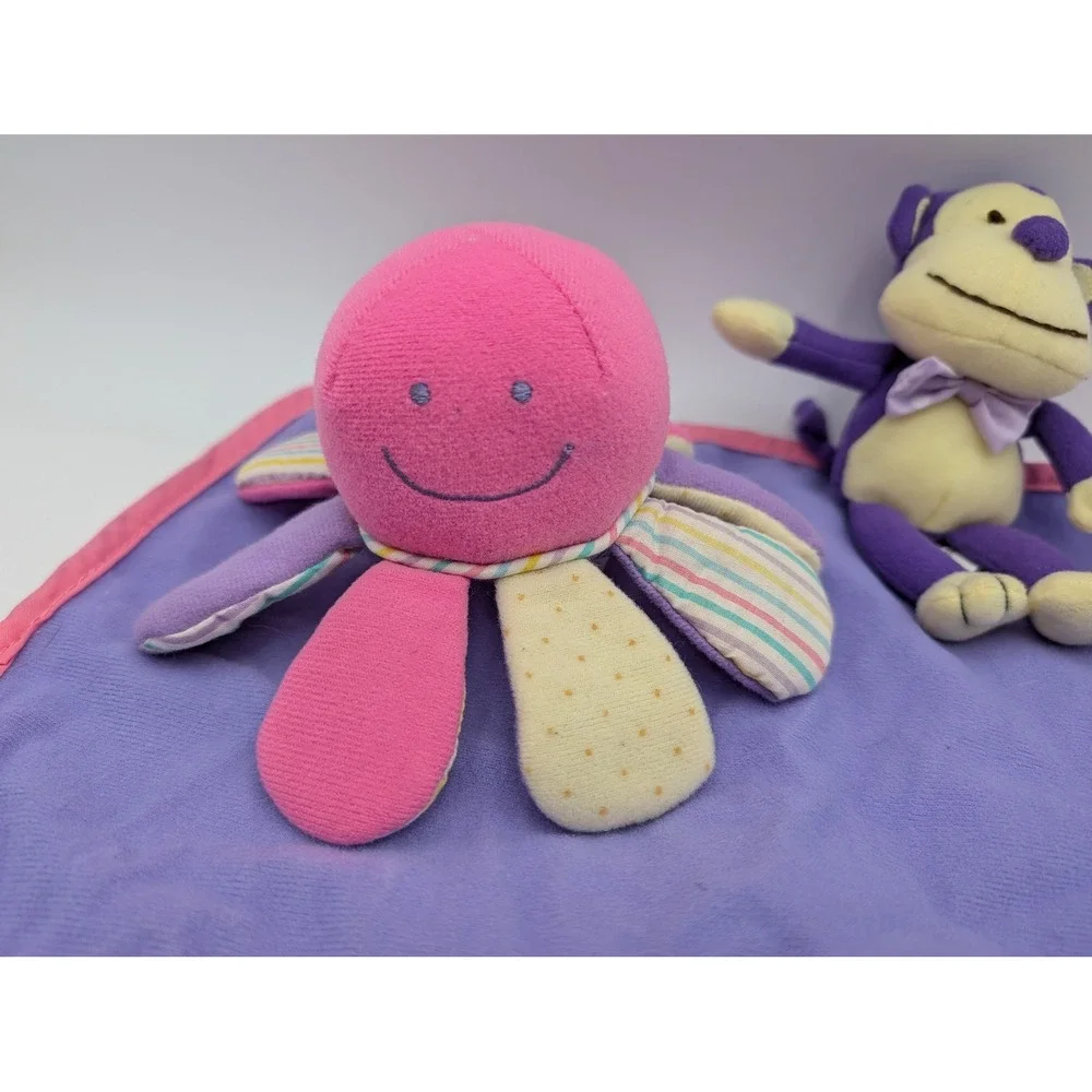 Berenguer Doll Purple Monkey Octopus Plush Lovey Security Blanket‎ 12x11 Inch
